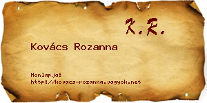 Kovács Rozanna névjegykártya